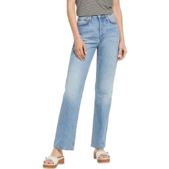 Rag & Bone Alex High-Rise Straight Jeans in Lucy Blue Size 27 - Picture 1 of 15